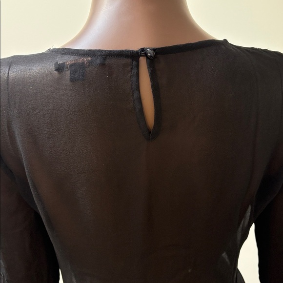 Ella Moss longsleeve blouse top shirt silk embroidered sheer black size XS - Picture 6 of 11